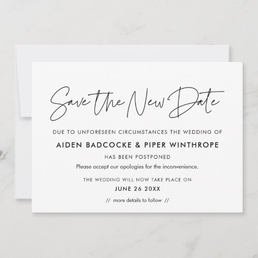 Minimalistische Save the new date trouwdatum aanko Kaart (Voorkant)