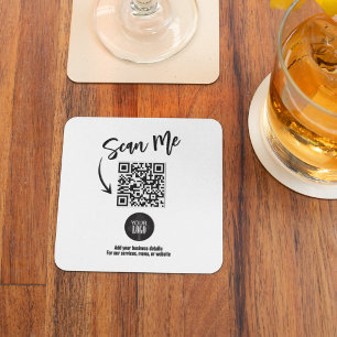 Minimalistische Scan Me QR-code zakelijke logoontw Kartonnen Onderzetters