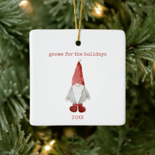 Minimalistische Scandi Christmas Gnome voor de Fee Keramisch Ornament