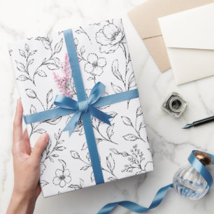 Minimalistische Scandinavische bloemlijn kunst Cadeaupapier