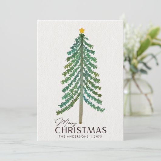 Minimalistische Scandinavische kerstboom Feestdagenkaart (Staand voorkant)