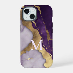 Minimalistische Scandinavische Paarse Marmeren Mon iPhone 15 Case