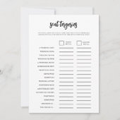 Minimalistische Scattergories Vrijgezellenfeest Ga Kaart (Voorkant)