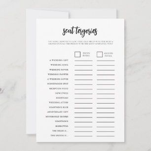 Minimalistische Scattergories Vrijgezellenfeest Ga Kaart