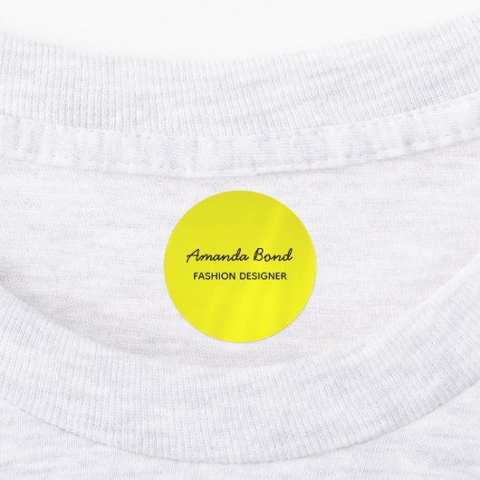 Minimalistische schaduw geel aangepaste werknemer labels (Aangebracht)