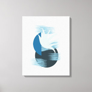 Minimalistische schaduwen van Blauwe Calming Canva Canvas Afdruk