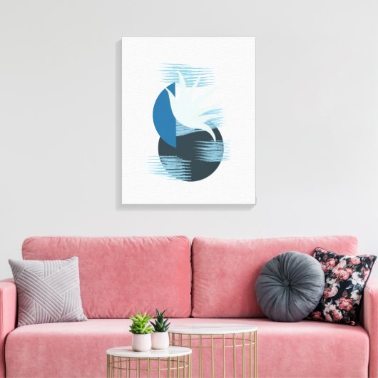 Minimalistische schaduwen van Blauwe Calming Canva Canvas Afdruk (Insitu (Woonkamer))
