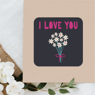 Minimalistische Schattige Flowers Ik hou van je Va Vierkante Sticker