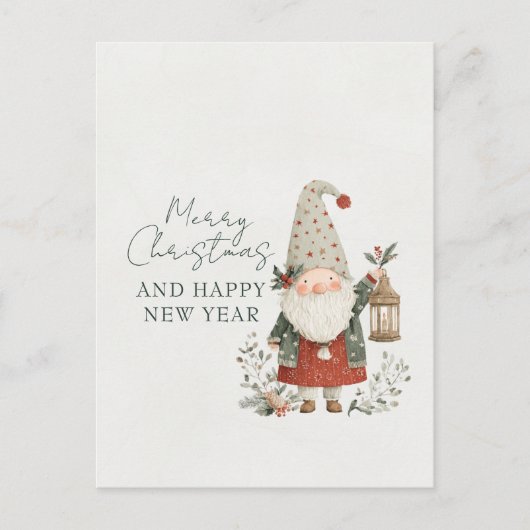 Minimalistische Schattige Kerstkabouter Briefkaart (Voorkant)