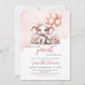 Minimalistische schattige olifant met roze ballonn kaart (Voorkant)