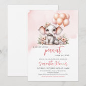 Minimalistische schattige olifant met roze ballonn kaart (Voorkant / Achterkant)