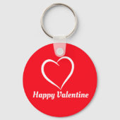 Minimalistische Schattige Rood en Wit Happy Valent Sleutelhanger (Voorkant)