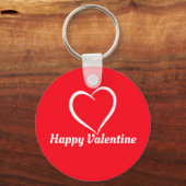 Minimalistische Schattige Rood en Wit Happy Valent Sleutelhanger (Achterkant)