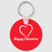 Minimalistische Schattige Rood en Wit Happy Valent Sleutelhanger (Achterkant)