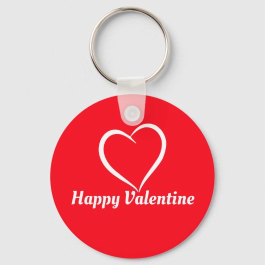 Minimalistische Schattige Rood en Wit Happy Valent Sleutelhanger (Achterkant)