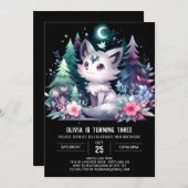 Minimalistische Schattige Wolf Verjaardag Kaart (Voorkant / Achterkant)