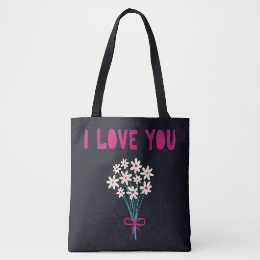 Minimalistische Schattigee Bloemen Ik hou van je M Tote Bag