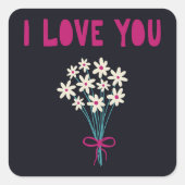 Minimalistische Schattigee Bloemen Ik hou van je M Vierkante Sticker (Voorkant)