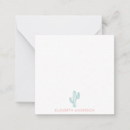 Minimalistische Schattigee Cactus Vrouwelijk Geper Notitiekaartje
