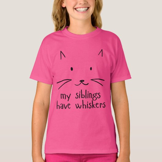 Minimalistische Schattigee Cat Face Outline T-shirt (Voorkant)