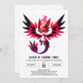 Minimalistische Schattigee drakenverjaardag Kaart (Voorkant / Achterkant)