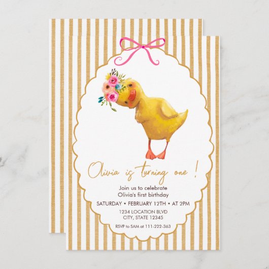 Minimalistische Schattigee Duckling Verjaardagsuit Kaart (Voorkant / Achterkant)