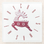 Minimalistische Schattigee feestelijke rendier vro Glazen Onderzetter (Voorkant)