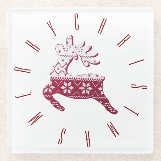 Minimalistische Schattigee feestelijke rendier vro Glazen Onderzetter (Voorkant)