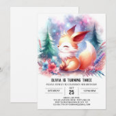 Minimalistische Schattigee Fox Birthday digitale u Kaart (Voorkant / Achterkant)