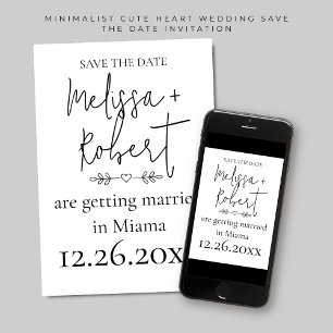 Minimalistische Schattigee Hart Wedding Save the D Kaart