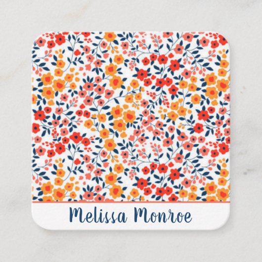 Minimalistische Schattigee Kleine Bloemen Unieke T Vierkante Visitekaartje (Voorkant)