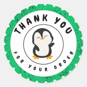 Minimalistische Schattigee kleur pinguïn Bedankt v Ronde Sticker