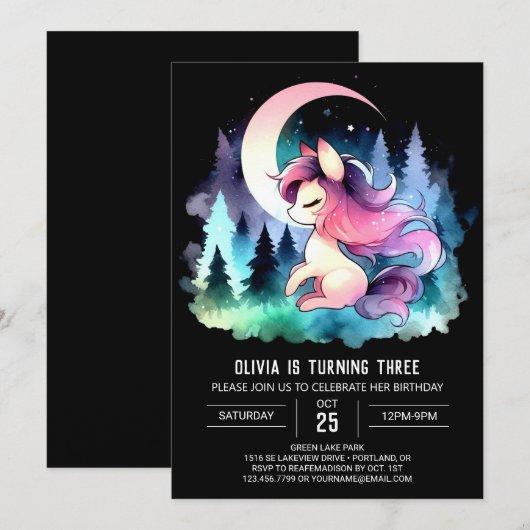 Minimalistische Schattigee paardenverjaardag Kaart (Voorkant / Achterkant)