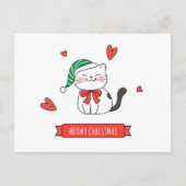 Minimalistische Schattigee Santa Kitty Cat Meowy K Feestdagenkaart (Voorkant)