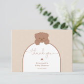 Minimalistische Schattigee teddybeer Baby shower D Kaart (Staand voorkant)