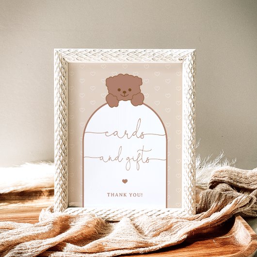 Minimalistische Schattigee Teddybeer Kaarten en ge Poster