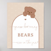 Minimalistische Schattigee teddybeer raad hoeveel  Poster (Voorkant)