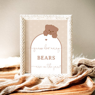 Minimalistische Schattigee teddybeer raad hoeveel Poster