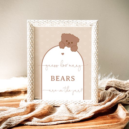 Minimalistische Schattigee teddybeer raad hoeveel  Poster