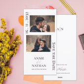 Minimalistische Schattigee Twee foto's Huwelijk op Feestdagenkaart