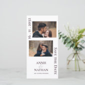 Minimalistische Schattigee Twee foto's Huwelijk op Feestdagenkaart (Staand voorkant)