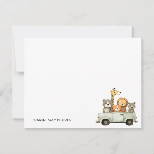 Minimalistische Schattigee vrolijke dieren Kinder Notitiekaartje (Voorkant)