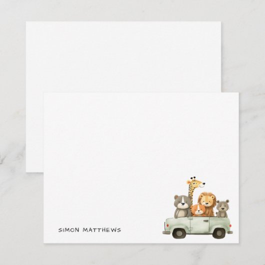 Minimalistische Schattigee vrolijke dieren Kinder Notitiekaartje (Voorkant / Achterkant)