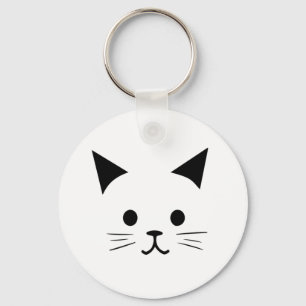 Minimalistische Schattigee zwart-witte Cartoon kat Sleutelhanger