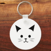 Minimalistische Schattigee zwart-witte Cartoon kat Sleutelhanger (Voorkant)