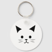 Minimalistische Schattigee zwart-witte Cartoon kat Sleutelhanger (Achterkant)
