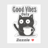 Minimalistische Schattigee Zwarte Kat Positieve Ko Sticker (Vel)