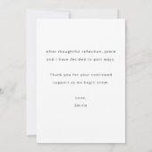 Minimalistische scheidingsaankondiging fotokaart aankondiging (Achterkant)