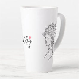 Minimalistische schets Gezicht Portret Lijn Kunst  Latte Mok