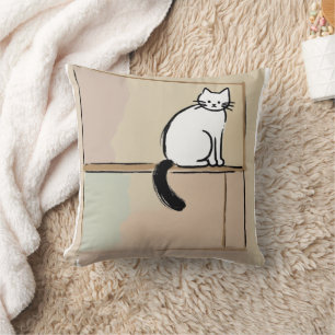 Minimalistische Schets Kat Huis Decoratie Kussen